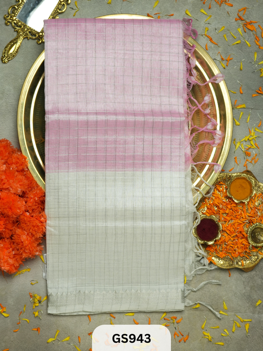 Mangalgiri Pattu 50/50 zari check saree