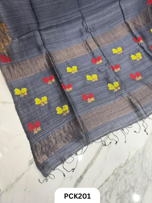 Pure Handloom Matka Handweaving Jamdani Motifs  Saree