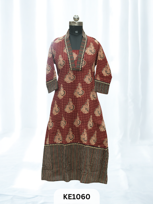 PURE VEGETABLE  PRINT COTTON KURTI - A Line