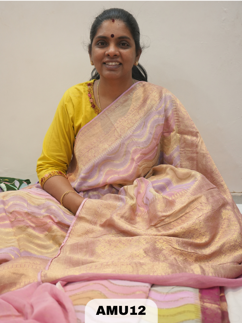 GEORGET SAREE WITH ZARI BORDER