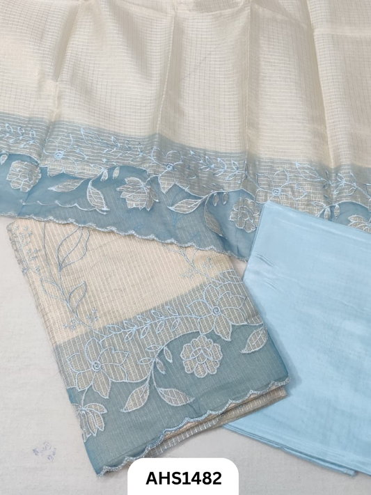 Applique Work Soft Silk Tissue Kota & Dupatta - Top 2.5Mtr & Dupatta 2.5Mtr