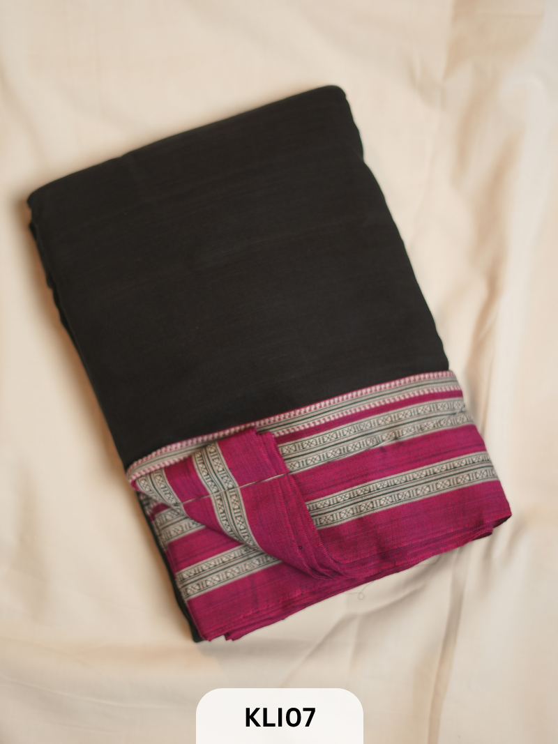 PURE HANDLOOM PETTADA ANCHU SAREE - JAQUARD BORDER