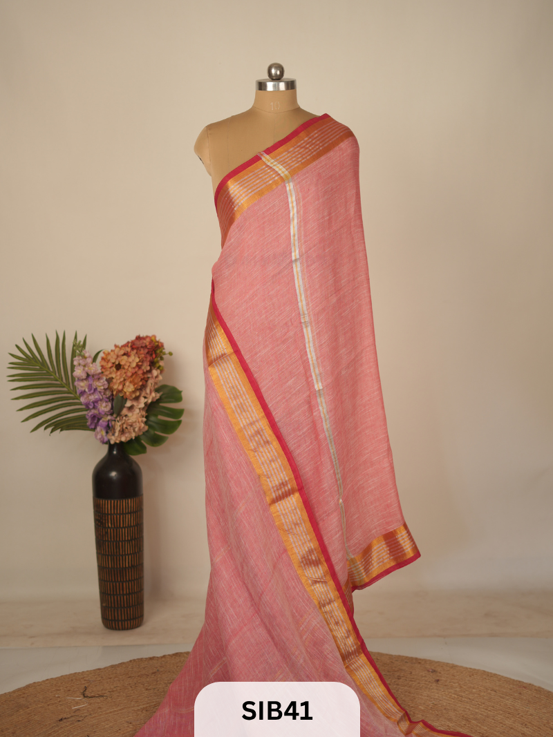 PURE JAYASHREE LINEN WITH COTTON SAREE - HANDLOOM