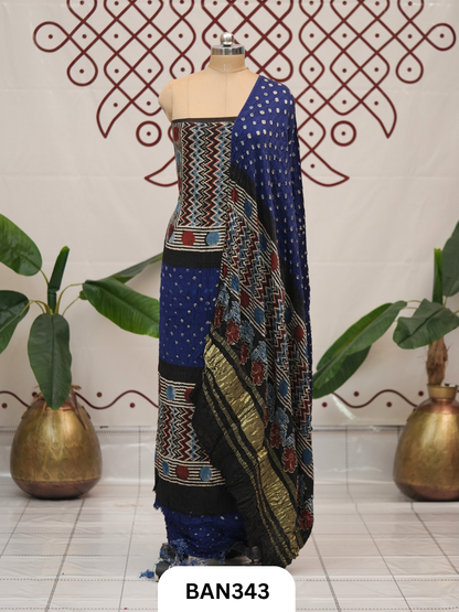 Modal Bandhini 3pcs Salwar Suit With Lagdi Patta Dupatta