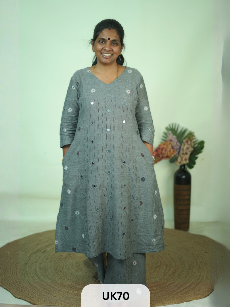 HANDLOOM KURTI WITH HAND EMBROIDERY WORK