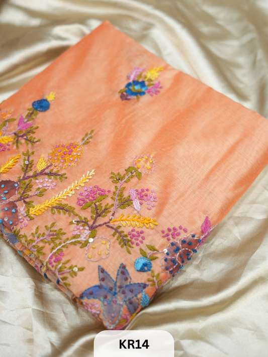 DUPION SILK WITH PURE HAND KANTHA HEAVY