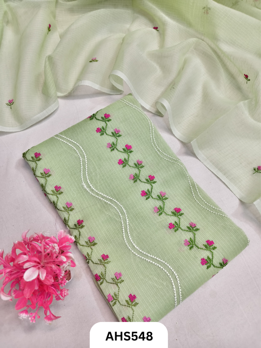 Premium Kota Doria Embroidery Work - Top And Duppatta
