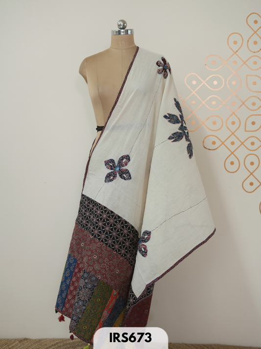 AJRAKH PATCH WORK AND HAND  WORK DUPATTA - 2.5MTR LENGTH AND 38 PANA