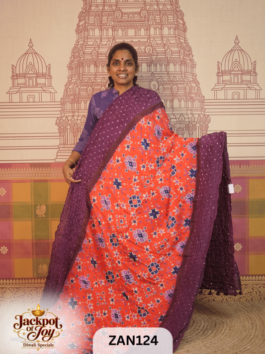 Pure Viscos Georgette Bandhani Digital Saree