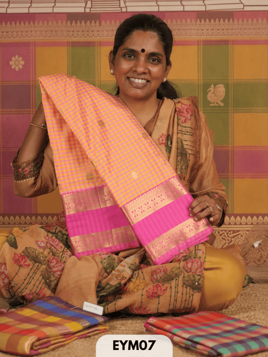 VINTAGE CHECKS SEMI SOFT SILK SAREE