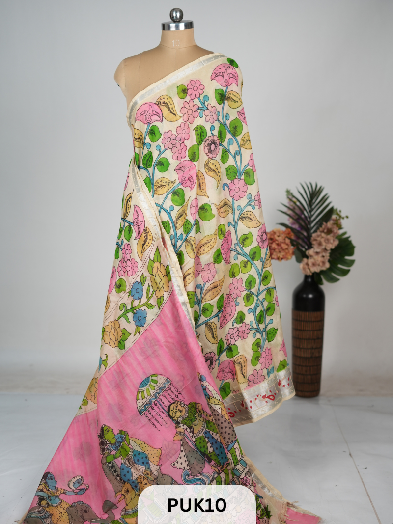 MANGALAGIRI WITH PAITHANI  BORDER -SRIKALAHASTI ARTISIAN CRAFTED