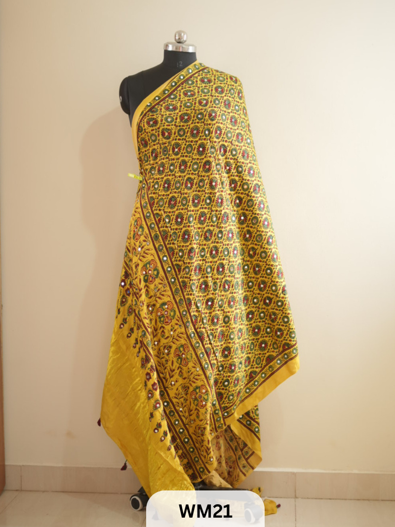 MODAL SILK WITH GLUED MIRROR LAGDI PATTA DUPPATTA