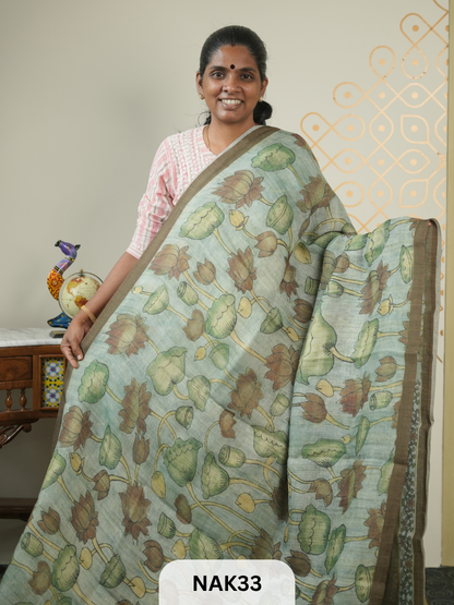 LINEN PENKALAMKARI SAREE