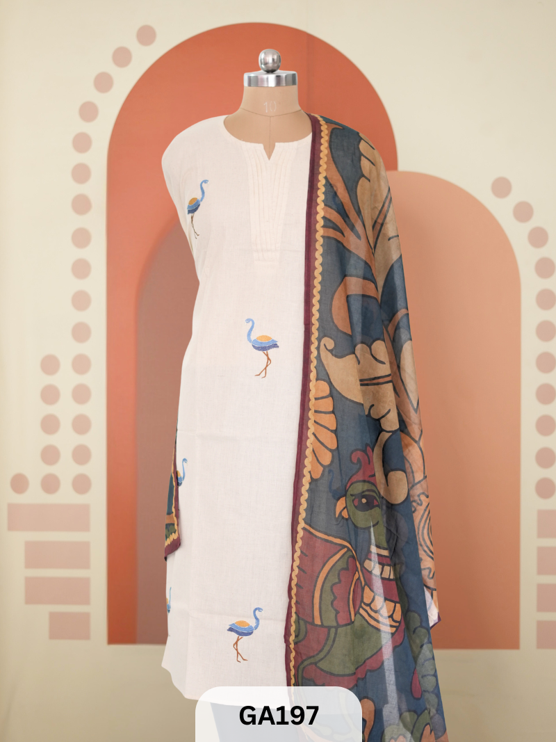SWAN EMBROIDERY SALWAR SUIT - 3PCS