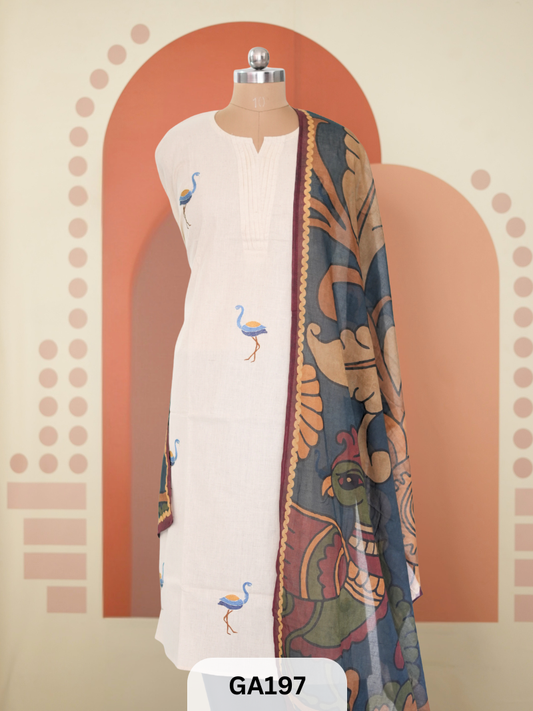 SWAN EMBROIDERY SALWAR SUIT - 3PCS