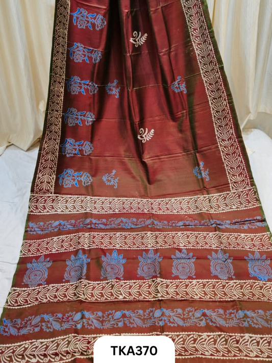 Murshidabad Silk Hand Painted Saree