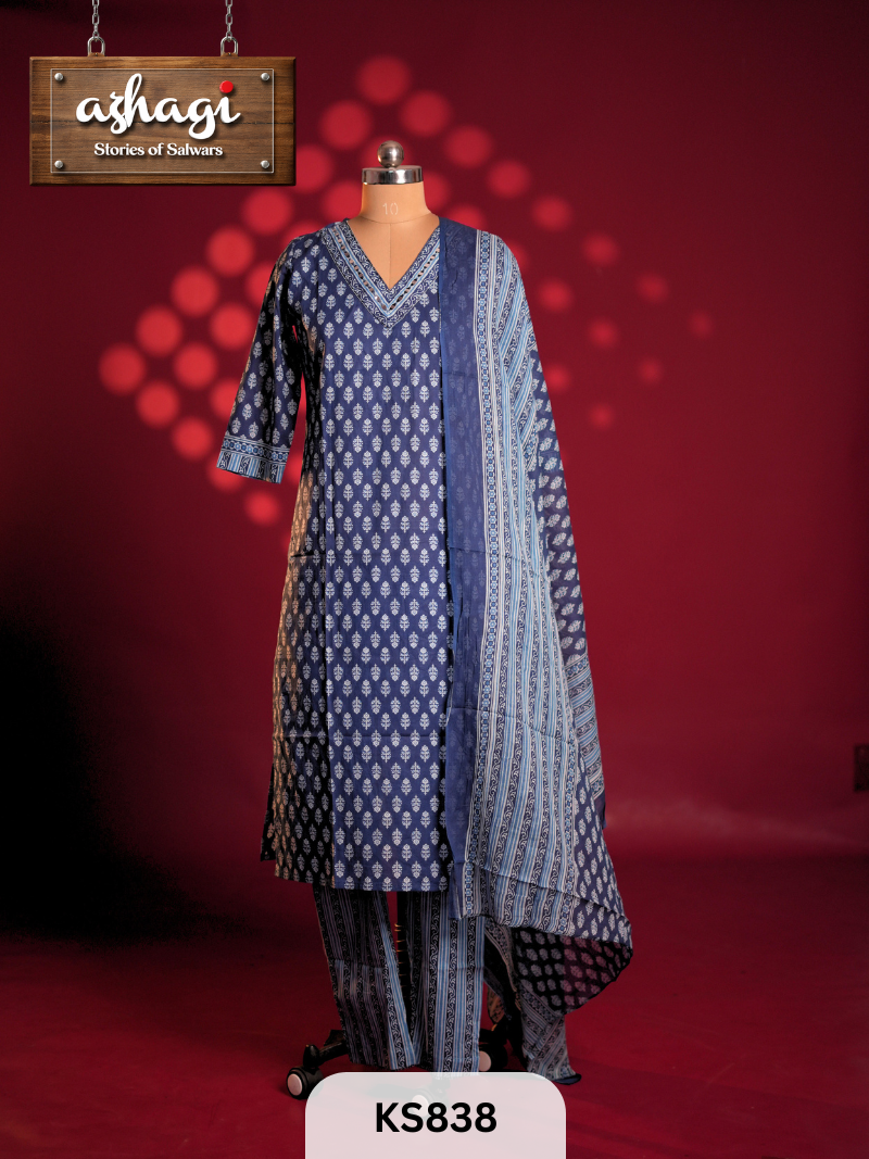 INDIGO COTTON 3PCS SET - READY TO DISPATCH