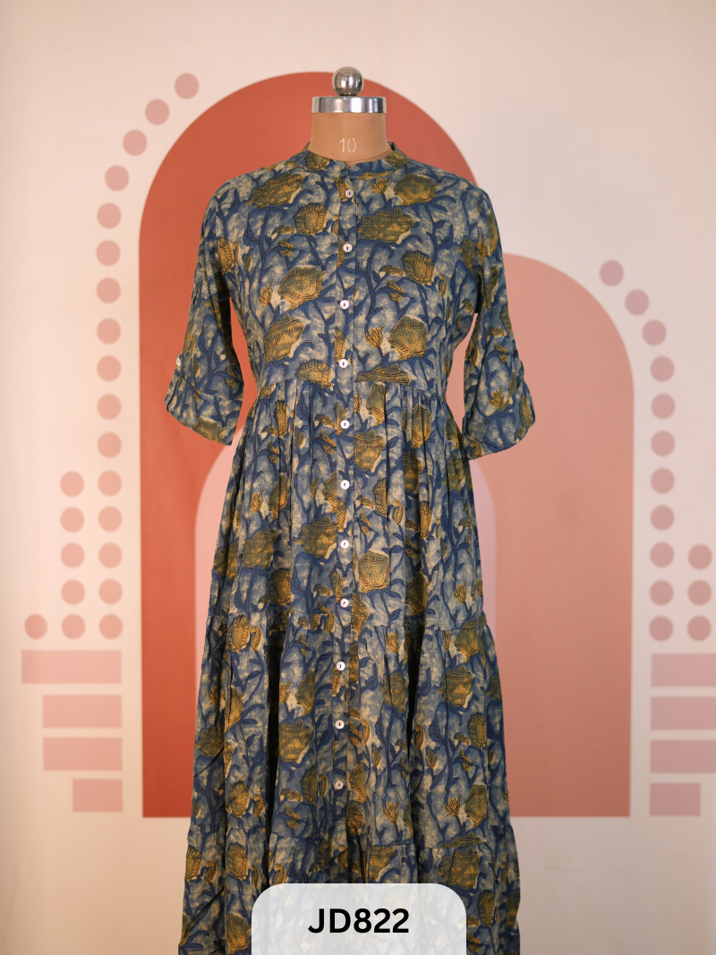 MUSLIN COTTON MAXI GOWN- VANASPATI PRINT