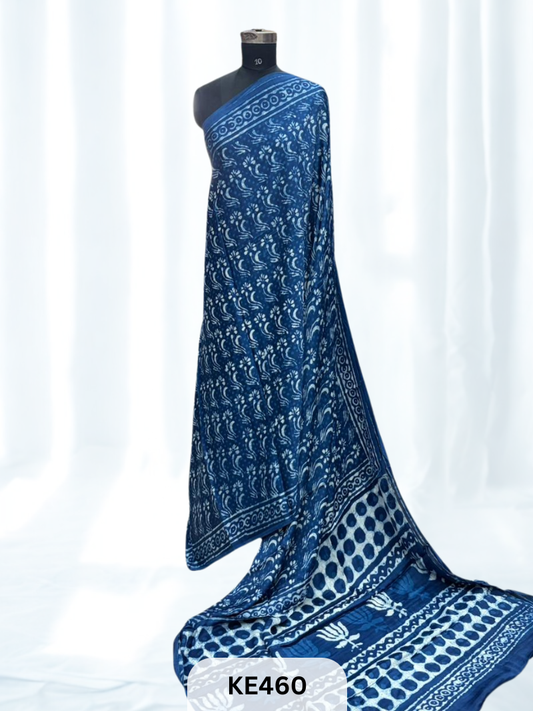 AJRAKH MODAL INDIGO SAREE - SPECIAL DEAL