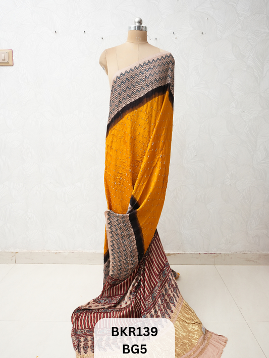 BANDHANI & AJRAKH MODAL SAREES | LAGDI PATTA