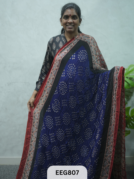 MODAL AJRAKH BANDHEJ SAREE