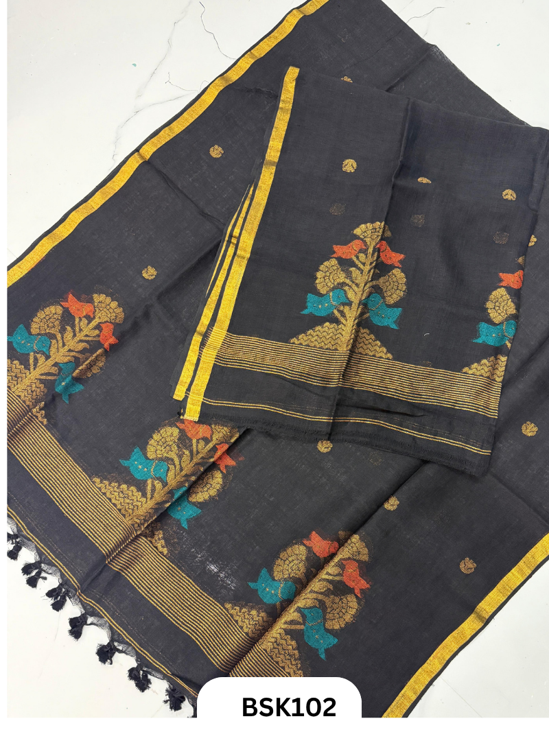Pure Handloom Linen Salwar Suit with Jamdani and Meenakari weave  Top 2.7 mtr  Duppata Rs 2.5mtr