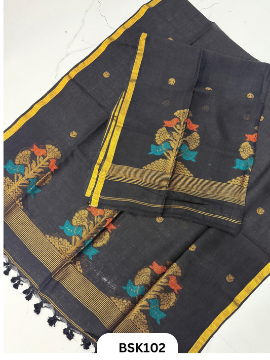 Pure Handloom Linen Salwar Suit with Jamdani and Meenakari weave  Top 2.7 mtr  Duppata Rs 2.5mtr