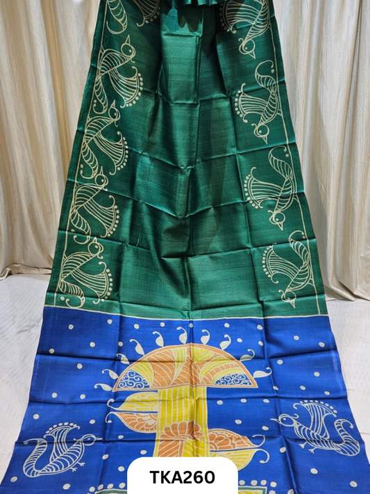 PURE HANDOWEN TUSSAR HAND PAINTED SAREE