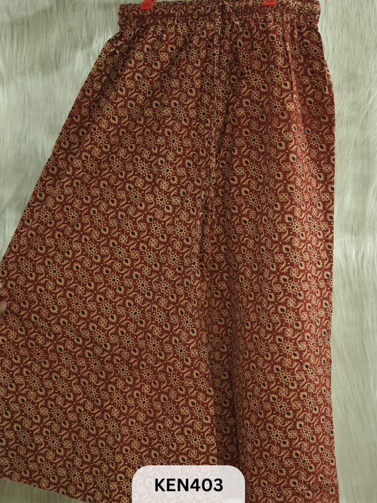 PLAZO HANDBLOCK PANT-FREE SIZE(22 to 40 INCH)