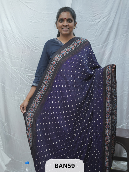 BANDHANI WITH AJRAKH SEMI GAJI SAREE