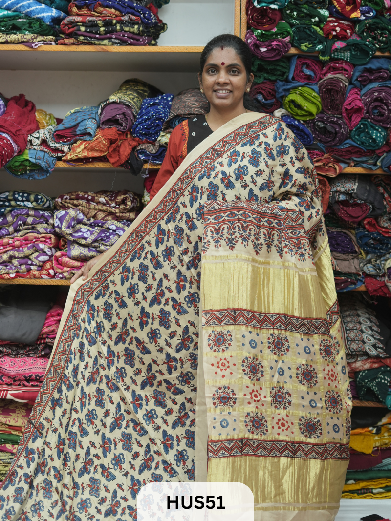 VISCOSE AJRAKH WITH GHARCHOLA PALLU