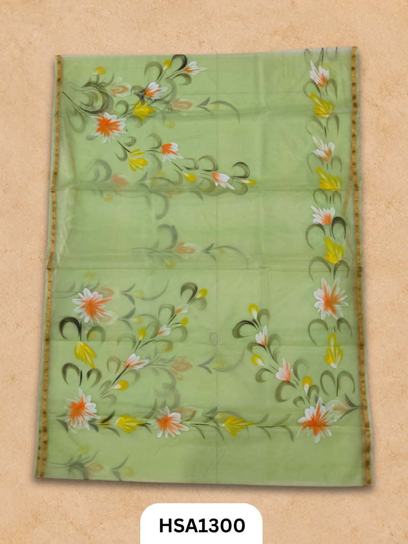 Hand painted Organza Saree with blouse