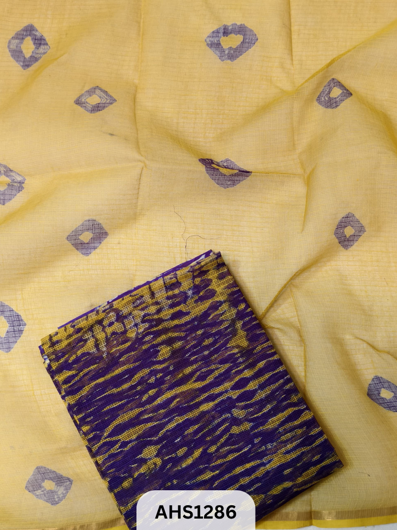 Pure Kota Cotton Shibori Print Dress Material Top & Dupatta 2.5mtr