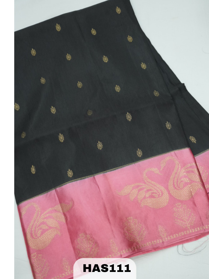 BANARAS RUSSIAN SATIN BODER SAREE