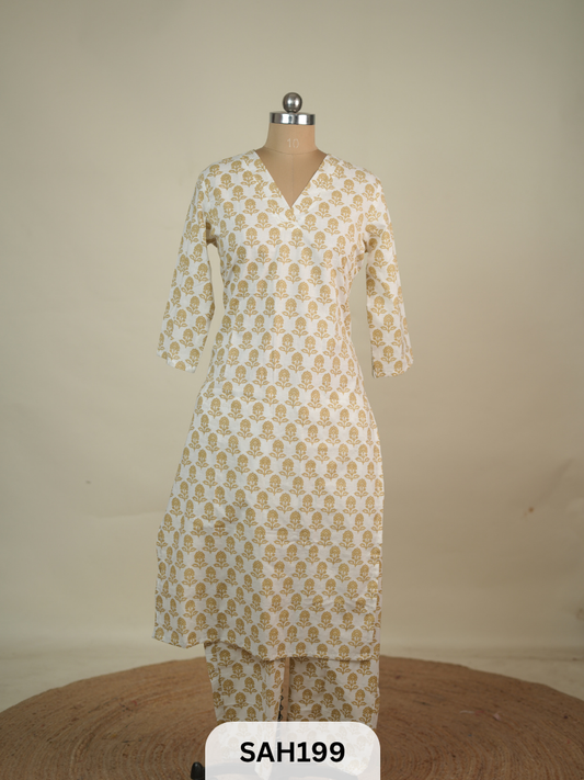 PREMIUM JAIPUR HANDBLOCK KURTI 2PCS SET