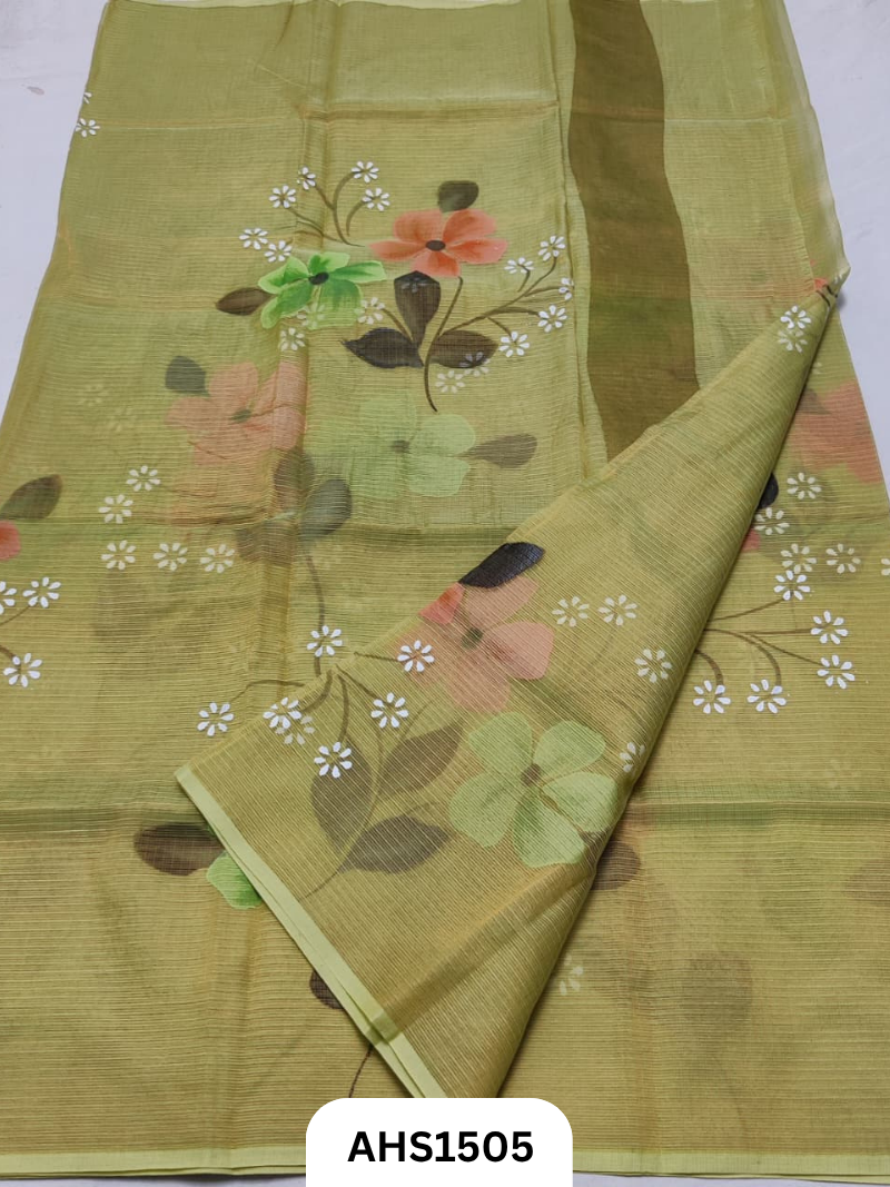 Pure Kota Cotton Tissue Brush Paint Saree