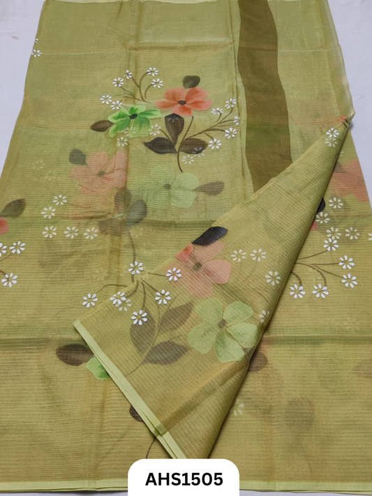 Pure Kota Cotton Tissue Brush Paint Saree