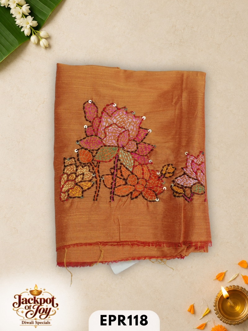 Raw silk with Kantha Blouse