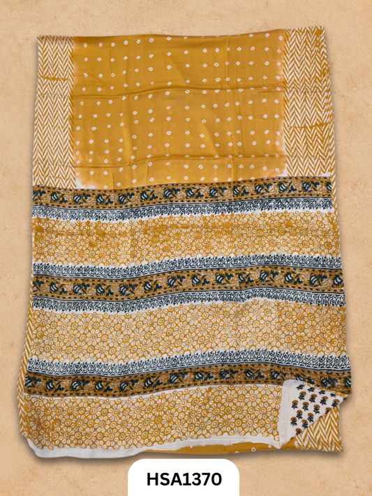 Hand Block Print Ajarkh Vanaspati Modal Silk Saree with blouse