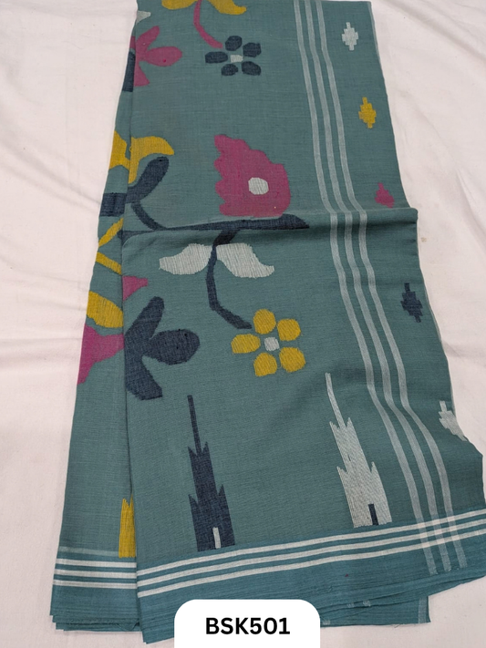 Handloom Pure Mul Cotton With Jamdhani Weave Saree