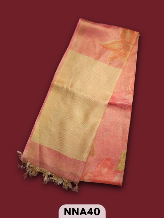 PURE TUSSAR WITH FLORAL DESIGNER SAREE