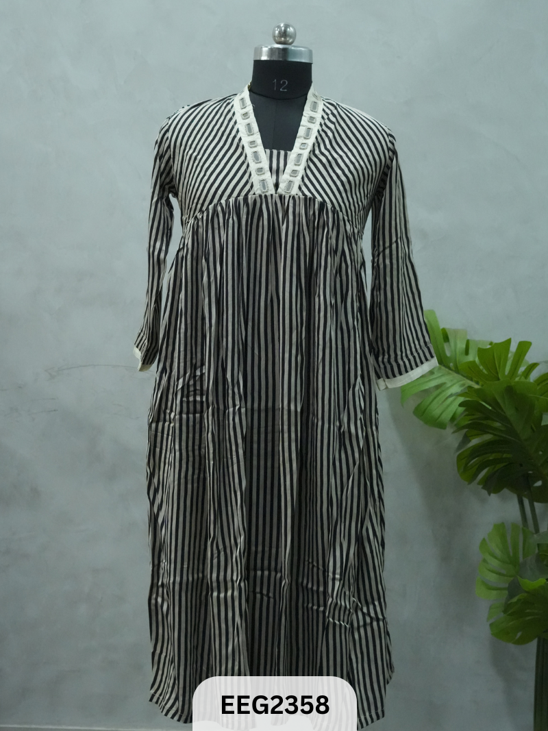 MODAL KUTCH MIRROR WORK WEAR STRIPES