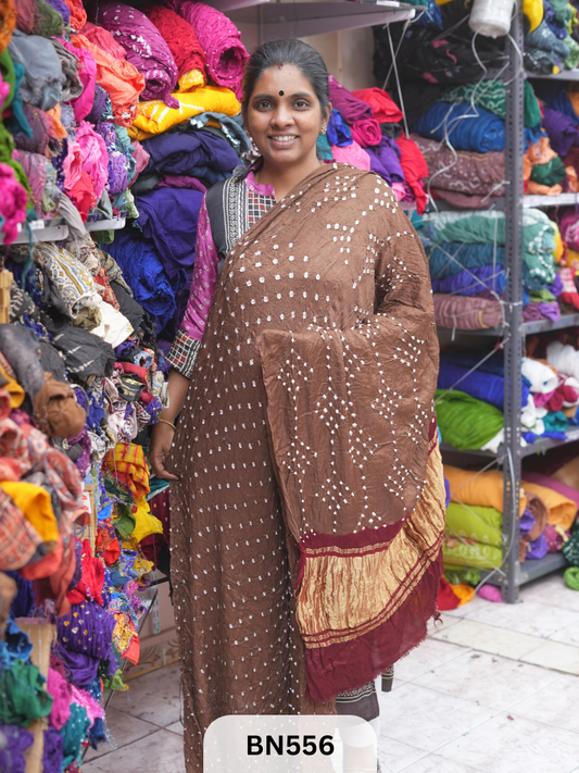 SEMI TISSUE PALLU SHADED BANDHEJ SAREE