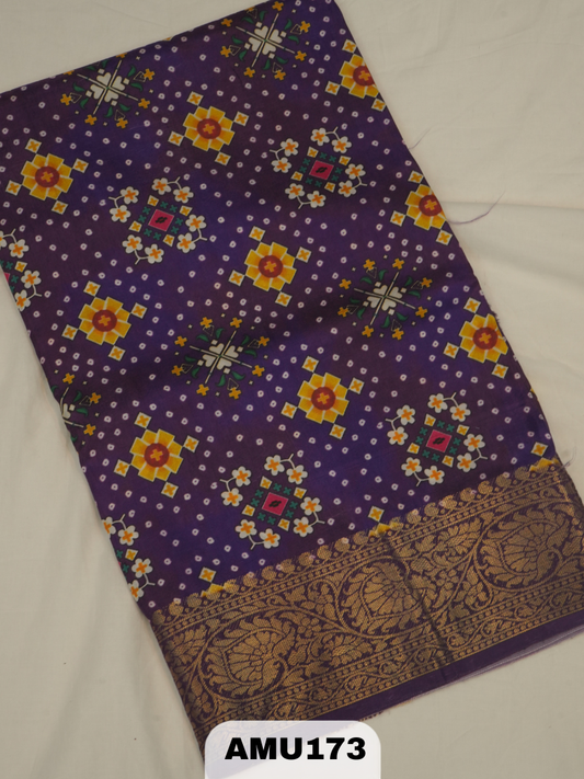 BANARAS RUSSIAN SILK SAREE WITH PRINTED