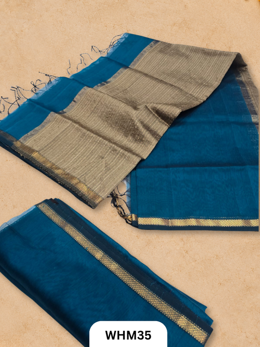 Pure Maheshwari handloom dress material kosa pallu 2 pcs