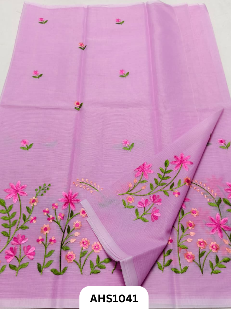 Kota Cotton Embroidery  Work Saree with Blouse