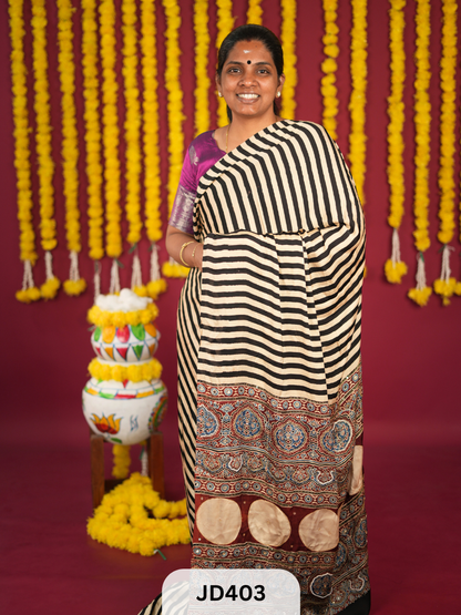 MODAL AJRAKH WITH HAND EMBROIDERY AND MIRROR WORK - Order to make -Pay after your saree is ready - Just pay 1Rs to reserve one - Price Rs 4999