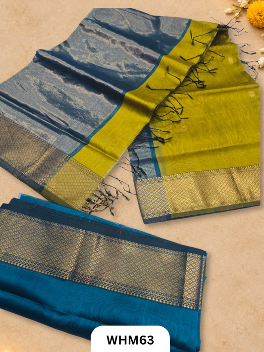 Pure Maheshwari handloom dress material zari border butti set  2 pcs
