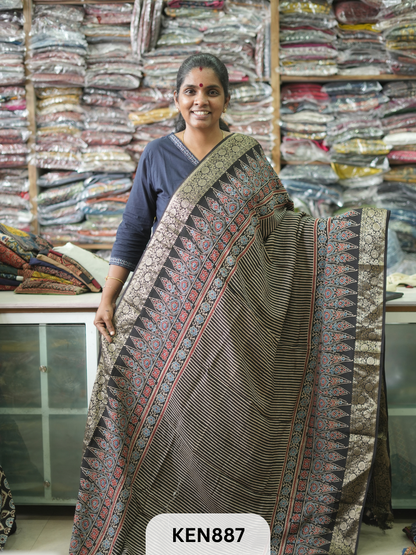 DOLA SILK AJRAKH HANDBLOCK RICH PALLU SAREE