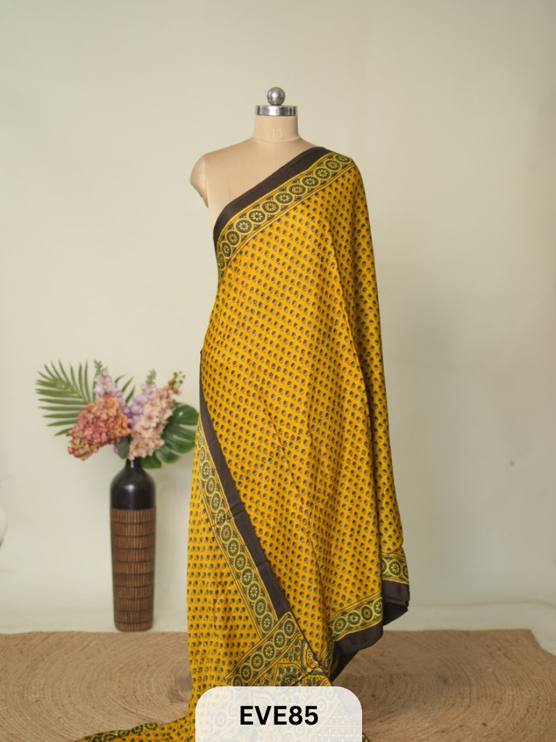 MODAL AJRAKH HANDBLOCK PRINT SAREE